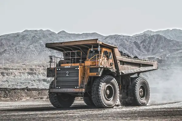 Heavy dump truck on haul road
